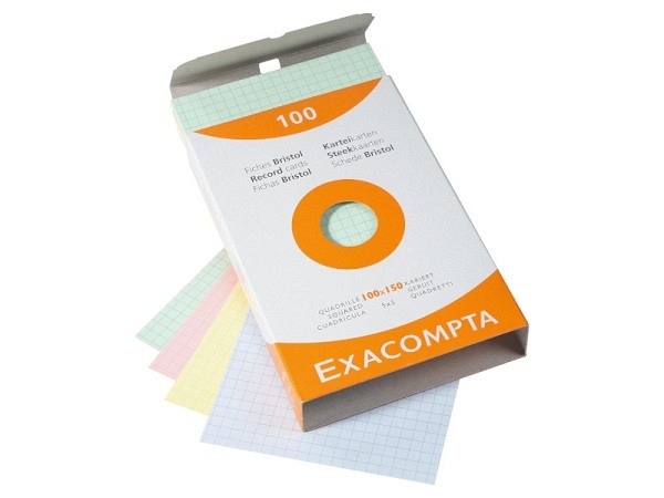 Karteikarten Exacompta A6 kariert farbig assorti..