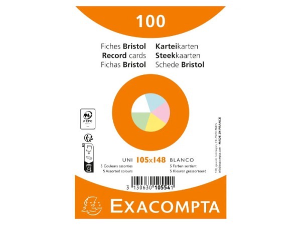 Karteikarten Exacompta A6 blanko farbig