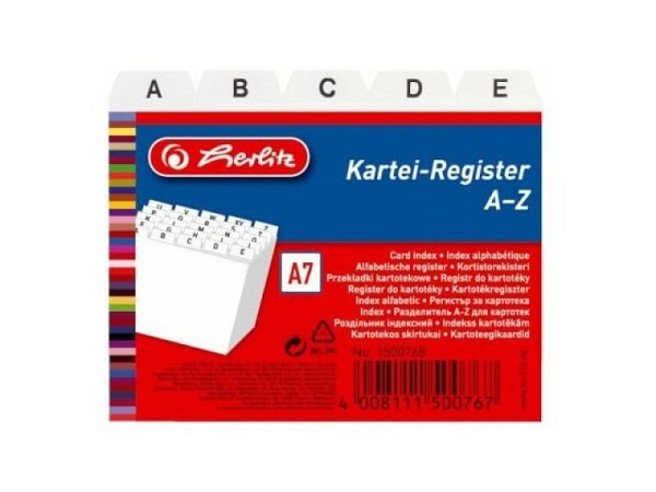 Leitkarten Herlitz Kunststoff weiss A7 quer A-Z beschriftet