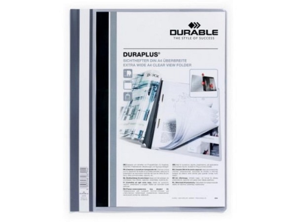 Schnellhefter Durable Duraplus grau, extrabreit Zeigtaschen