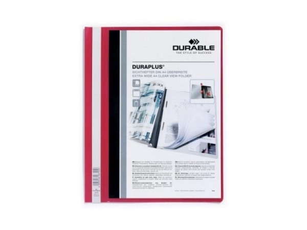 Schnellhefter Durable Duraplus rot, extrabreit Zeigtaschen