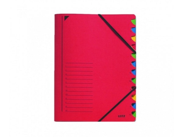 Ordnungsmappe Leitz 12tlg. Karton m. Elastik rot