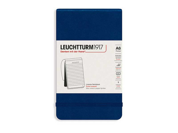 Notizblock Leuchtturm Pocket A6 Hardcover Marine Liniert