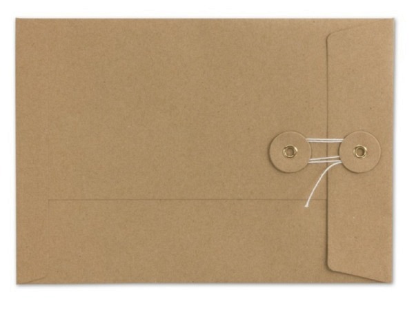 Couverts Kraftpapier braun C5 mit Bindfadenverschluss