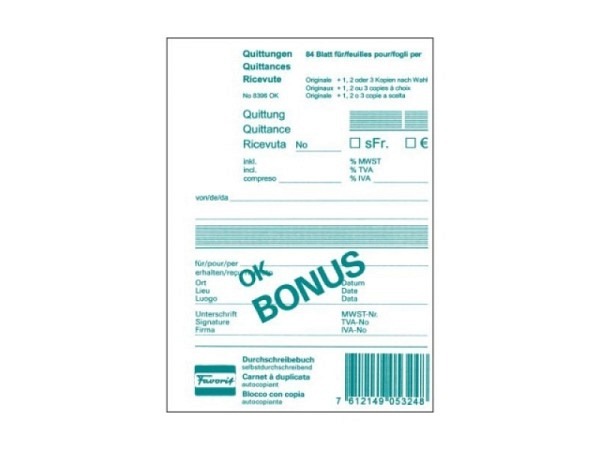 Quittung Favorit A6 8396 OK 84 Blatt günstig