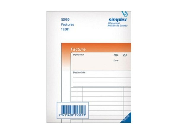 Rechnungen Simplex A5 50x2 französisch, Druck orange