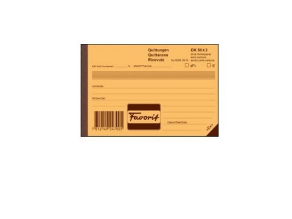 Quittung Favorit A6quer 9298 OK 50x3 Blatt bl/bl/w