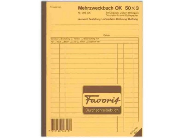 Mehrzweck Favorit 9115 OK A5 50x3 Blatt bl/bl/weiss