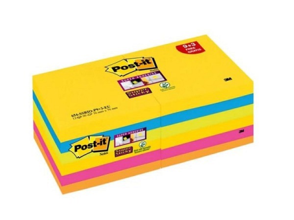 Haftnotizen Post-it Super Sticky 76x76mm 12x90 Blatt