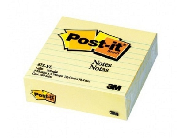 Haftnotizen Post-it 98x98mm gelb liniert 300Stk.