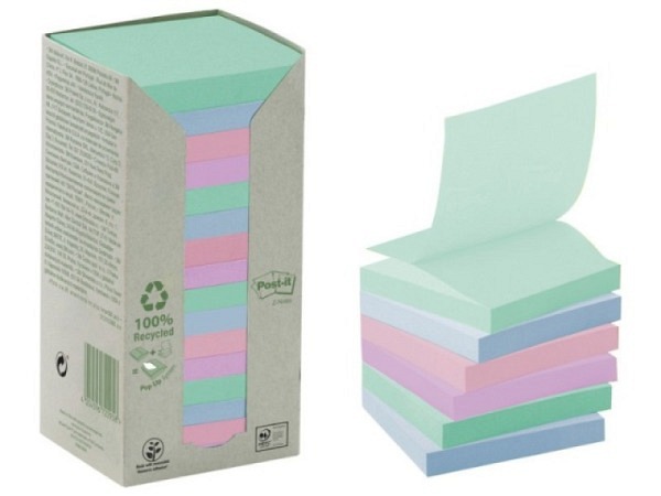 Haftnotizen Post-it Z-Notes Recycling Pastell 76x76mm 16 Blöcke