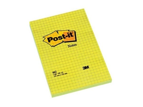 Haftnotizen Post-it 102x152mm gelb kariert 100Bl. 662