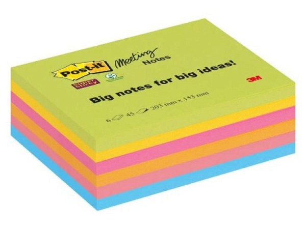 Haftnotizen Post-it Meeting Notes 203x152mm 6x45 Blatt