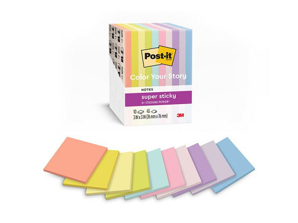 Haftnotizen Post-it Super Sticky 76x76mm Color Your Story pastell 