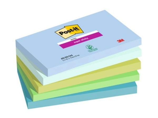 Haftnotizen Post-it Super Sticky 127x76mm Oasis, 5 Block 450 Blatt