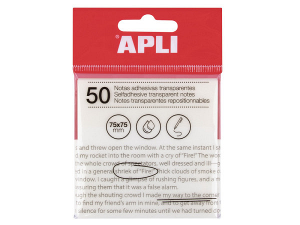 Haftnotizen Apli transparent 75x75mm farblos