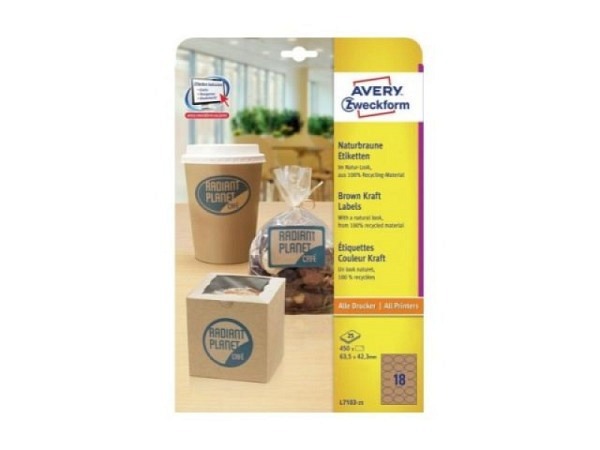 Etiketten Zweckform Naturbraun oval 42,3x63,5mm, L7103-25