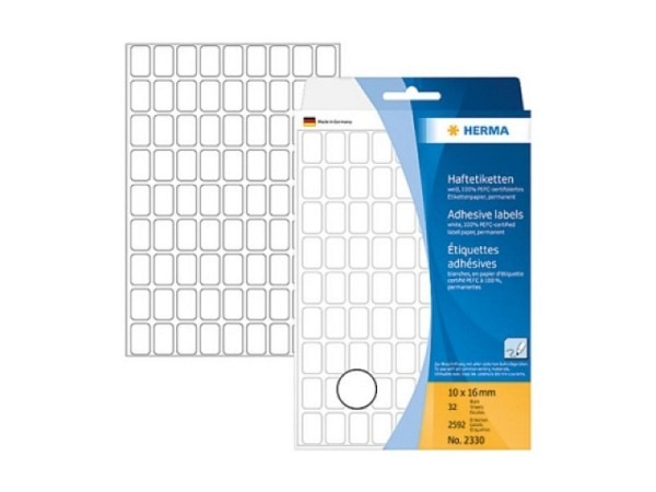 Etiketten Herma Büropackung, permanent, 10x16 mm, weiss
