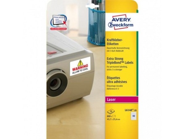 Etiketten Zweckform 25,4x45,7mm, weiss, Originalnr L6140-20