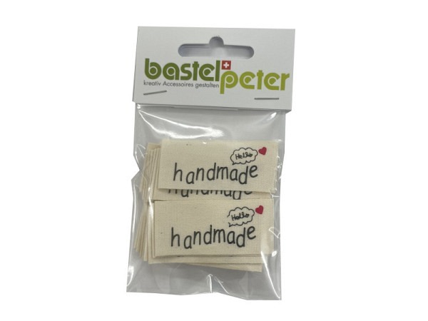 Anhängeetiketten Bastelpeter Handmade Stoff 2x4cm