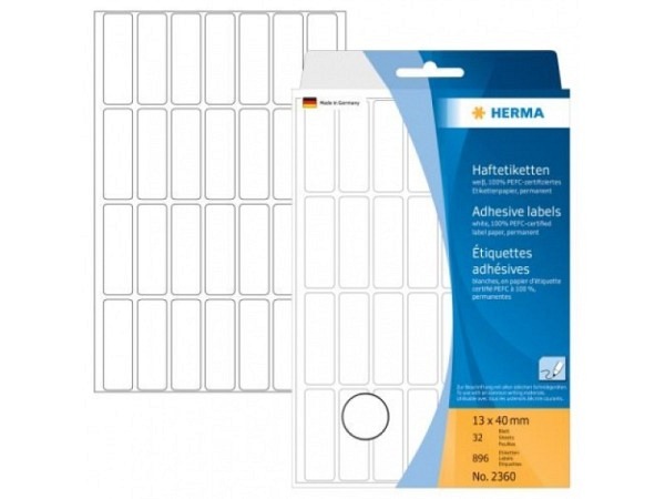 Etiketten Herma Büropackung, permanent, 13x40mm, weiss