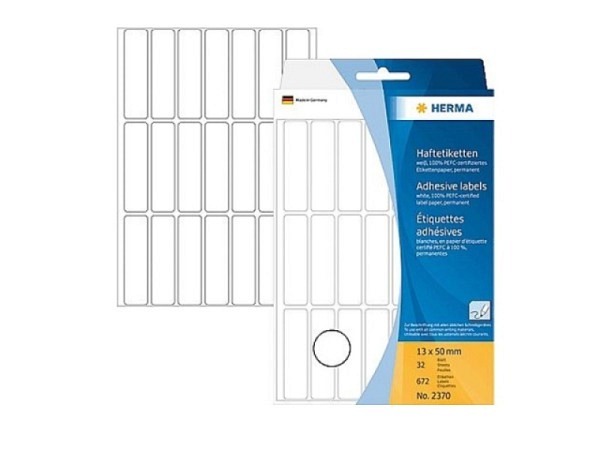 Etiketten Herma Büropackung, permanent, 13x50mm, weiss