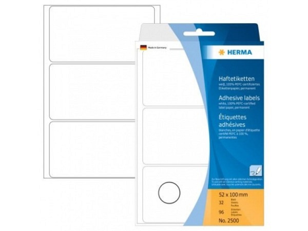 Etiketten Herma Büropackung permanent 52x100mm, weiss