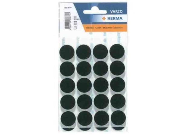 Etiketten Herma Kleinpackung, Farbpunkte, schwarz, Ø19mm