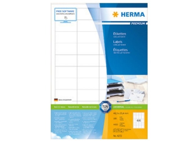 Etiketten Herma Premium, A4, permanent, 25.4x48.3mm, weiss