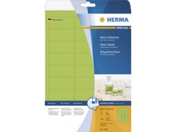 Etiketten Herma Neonetiketten A4, neongrün 67,7x99,1mm