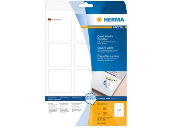 Etiketten Herma Movables A4, 60x60mm, quadratisch, weiss