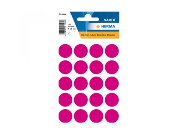 Etiketten Herma Kleinpackung, Farbpunkte, pink, Ø19mm