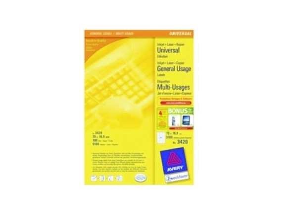 Etiketten Zweckform 16,9x70mm weiss, Originalnummer 3420