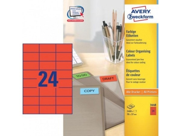 Etiketten Zweckform 37x70mm, rot, Originalnummer 3448