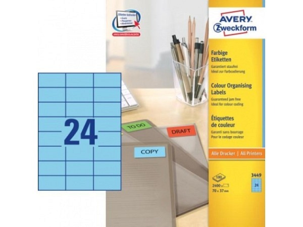 Etiketten Zweckform 37x70mm, blau, Originalnummer 3449