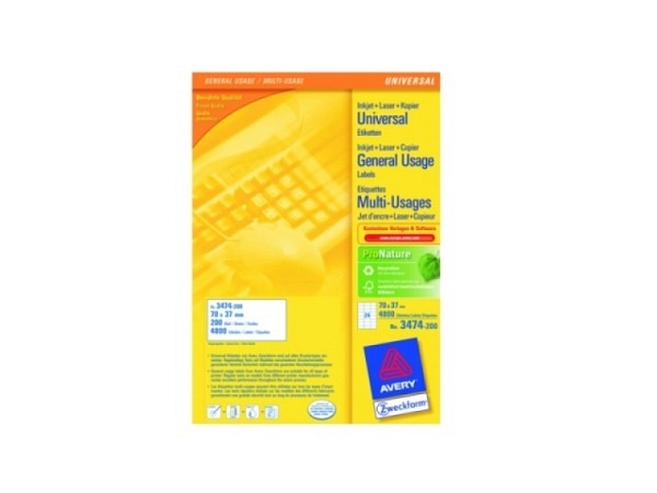 Etiketten Zweckform 37x70mm, weiss, Originalnummer 3474
