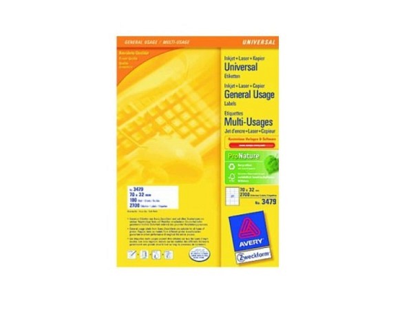 Etiketten Zweckform 32x70mm, weiss, Originalr 3479