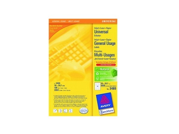 Etiketten Zweckform 29,7x70mm, weiss, Originalnummer 3489