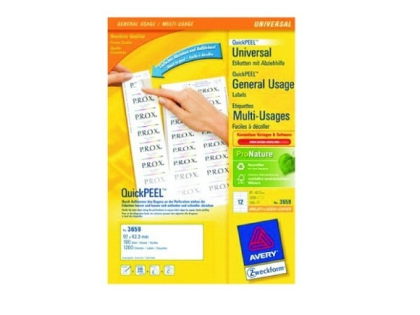 Etiketten Zweckform 42,3x97mm weiss, Originalnummer 3659