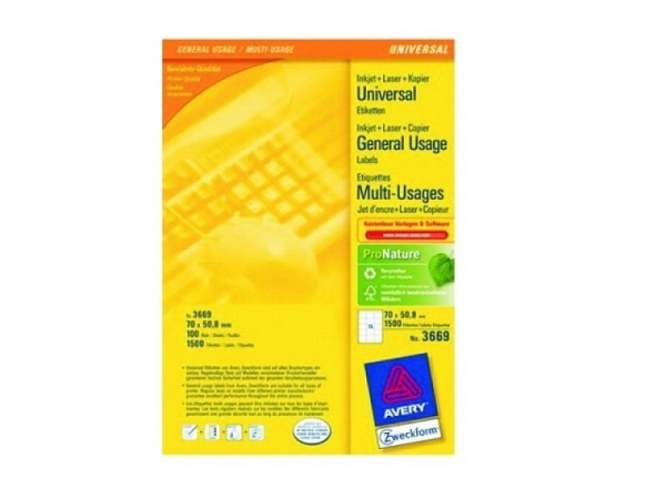 Etiketten Zweckform 50,8x70mm, weiss, Originalnummer 3669
