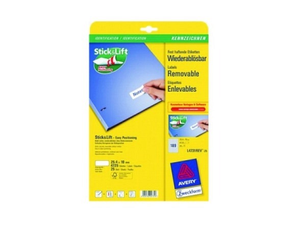 Etiketten Zweckform 10x25,4mm,weiss, Originialnr l4731rev-25