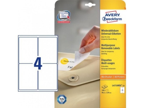 Etiketten Zweckform 99,1x139mm, weiss Originalnr L4733REV-25