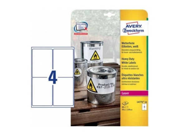 Etiketten Zweckform 99,1x139mm, Originalnummer l4774-20, A4