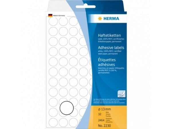 Etiketten Herma Büropackung permanent Ø13mm, weiss