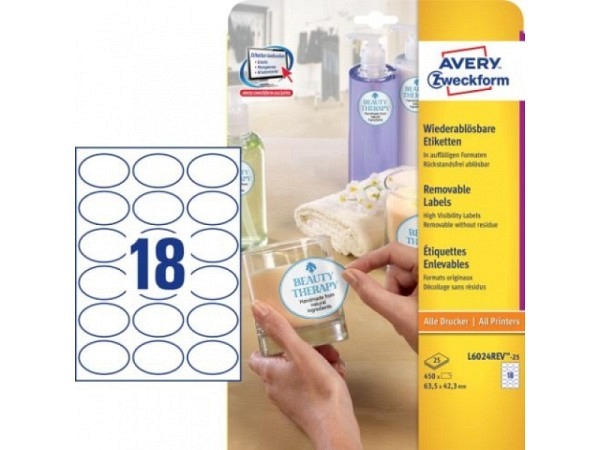 Etiketten Zweckform 42,3x63,5 weiss oval 