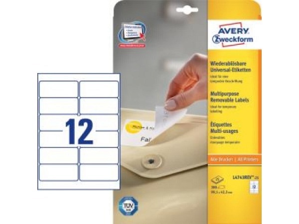 Etiketten Zweckform 42,3x99,1mm weiss Originalnr L4743REV-25