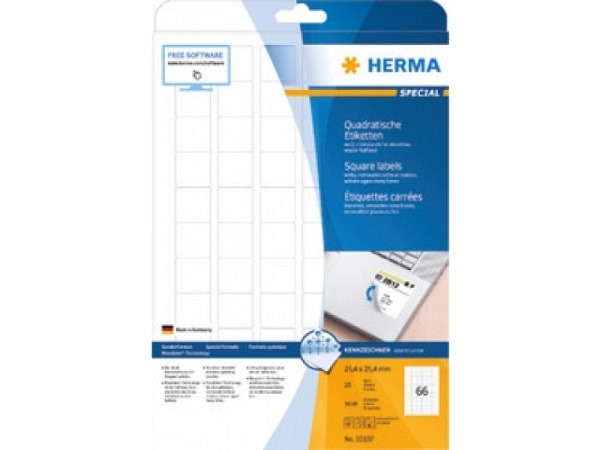 Etiketten Herma Movables A4 quadratisch, 24x24mm, weiss