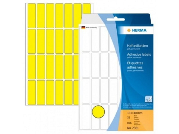 Etiketten Herma Büropackung, permanent, 13x40mm, gelb