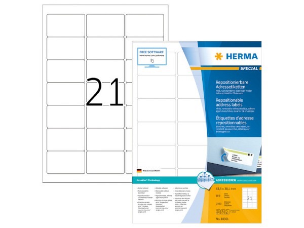 Etiketten Herma Special Repositionierbar 38,1x63,5mm