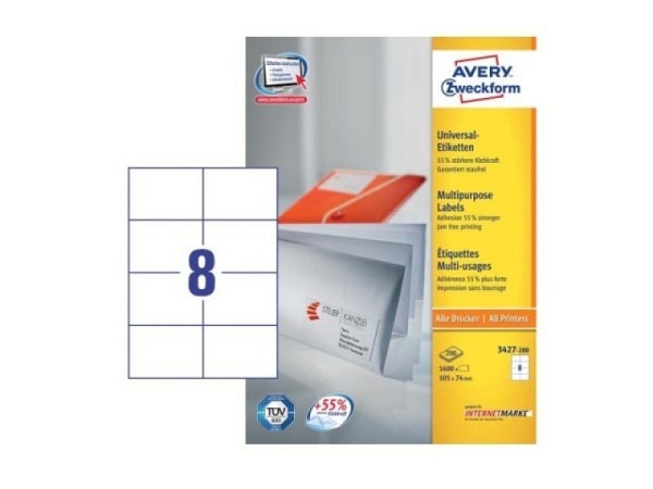 Etiketten Zweckform 74x105mm, weiss, 3427 200Blatt